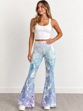 Silverwind Marble Flare Leggings XS NWT High Waisted Bell Bottom Yoga Pants